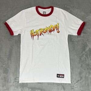 WWE‎ Authentic Wear Ronda Rousey Hot Ronda Shirt Mens Small White Red Ringer